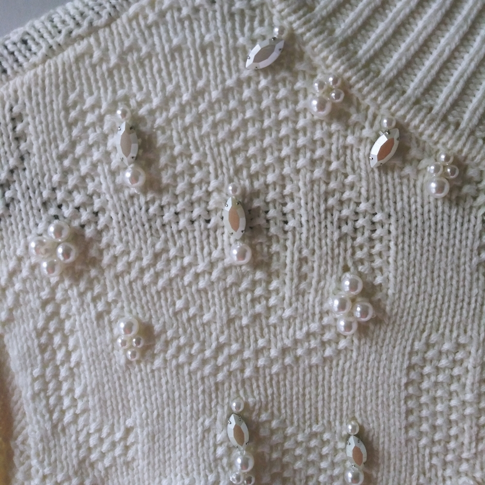 Women's Cream Embellished Chico Sweater - Picture 2 of 12